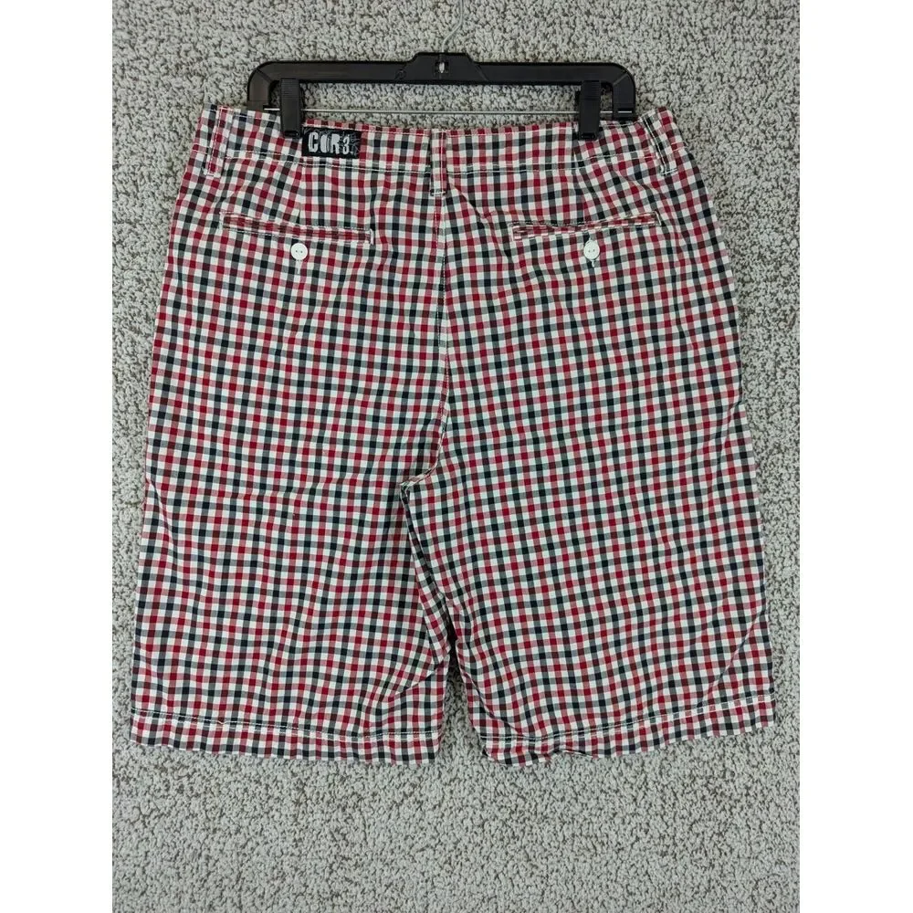 COR3 Plaid Shorts‎ Red Black Y2K Men's Size 34 11